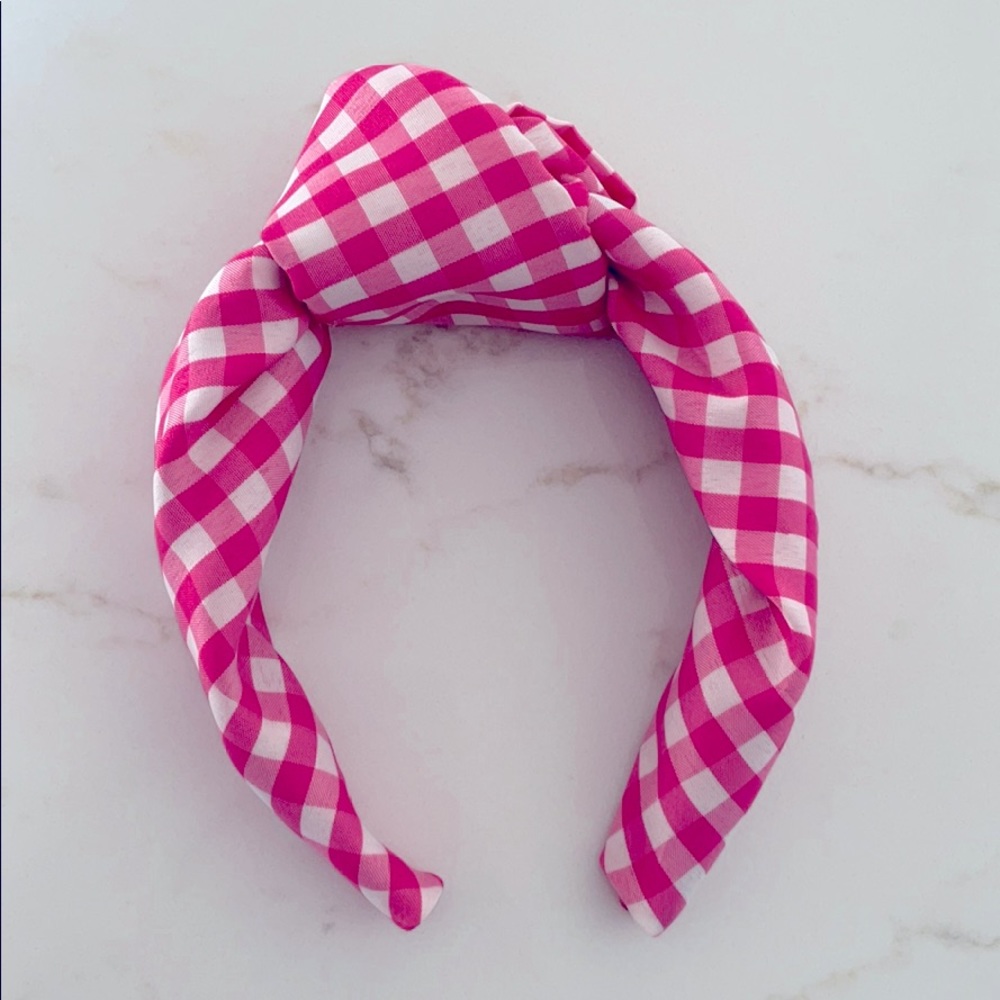 Women’s Knot Headband in Pink Gingham